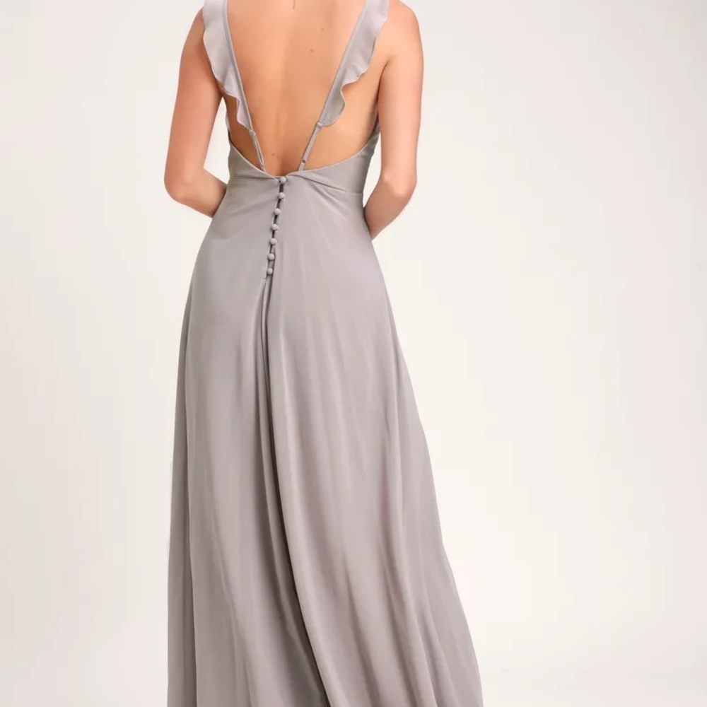 Lulus’s Meteoric Rise Light Grey Maxi Dress
